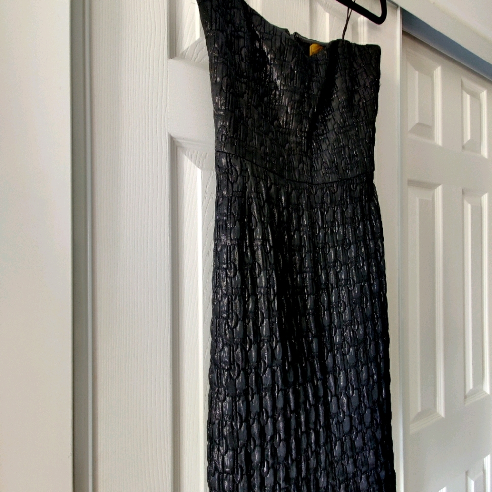 ❤️NICOLE MILLER Black Brocade Strapless Dress - Picture 10 of 13